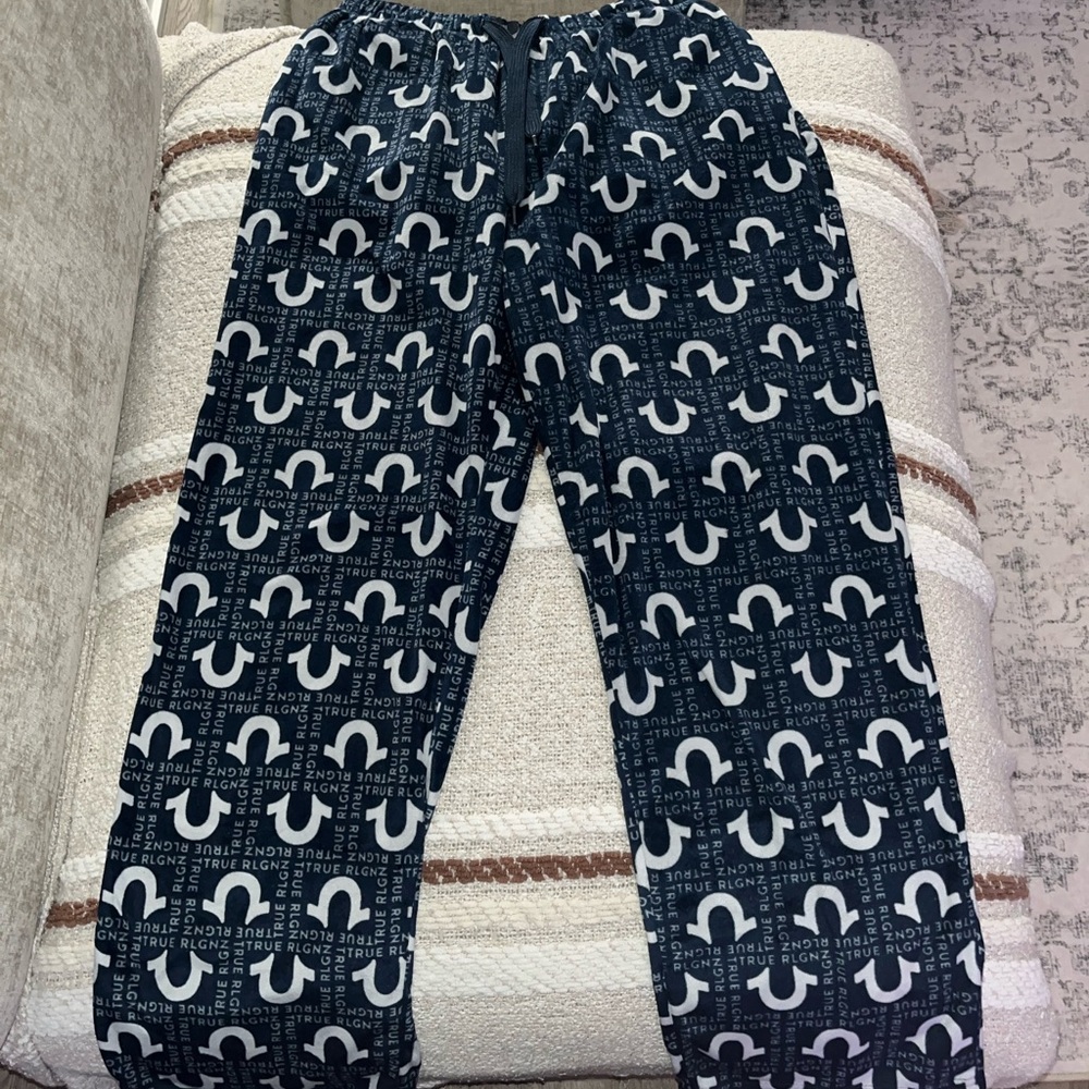 True Religion Blue and White Lounge Pants